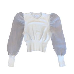 White Puff Sleeve Sweater